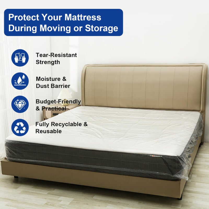 TopSoon Mattress Bag â€“ Clear Plastic Mattress Disposal Bag â€“ Moving & Storage Cover for Mattress or Box Spring â€“ Heavy-Duty Mattress Moving Supplies (4mil, King/Queen 78" x 14" x 100") - Image 2